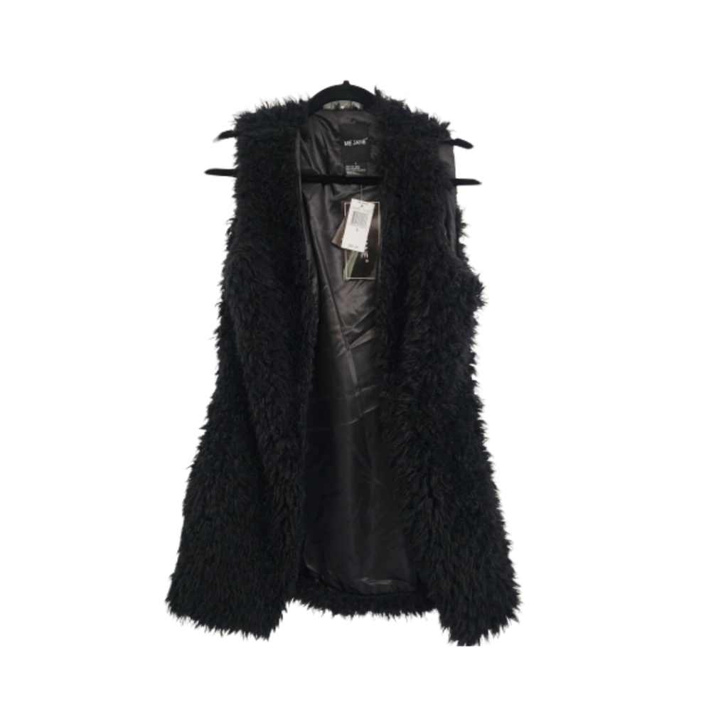 Me Jane Black Faux Fur Vest size small
